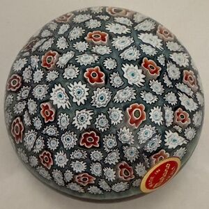 Vintage Murano Art Glass Millefiori Floral Paperweight 3.25" - Mint Condition